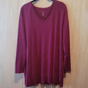 J. Jill Burgundy Long Sleeve Relaxed Tunic